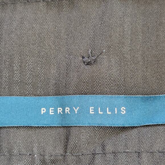 Perry Ellis Dress Pants Gray Dark Flat Front Men Size 36x34 Polyester Blend - Picture 9 of 12